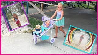 Taking our Babydolls to the park and playground before going to the waterpark