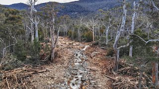 Poatina Creek landslide. The creek that took out Poatina Road during Tasmania’s recent wild weather