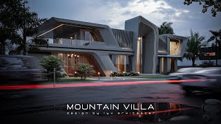 Architectural design | - ( Modern Villa Surrounded by Trees and Mountains )