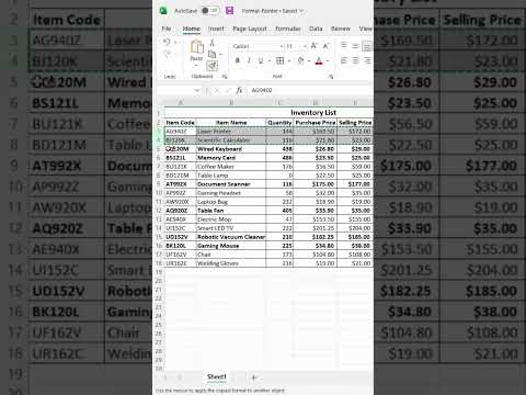 Excel Tips: Apply Same Formatting Across Cells using Format Painter