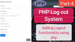 Log Out Functionality Using PHP | PHP Registration Form | PHP Tutorial for Beginners