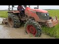 Kubota mu5501 55 hp tractor deep mud performance, 💪