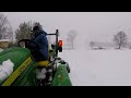 winter storm izzy using new frontier sb1148 3pt. snow blower on john deere 1025r