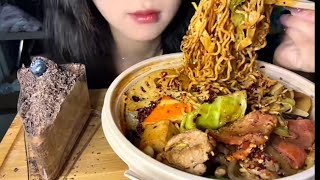 Eat directly/spicy hot pot/chocolate cake/soy milk sandwich/uj Food Eating#food#video#viral#trending