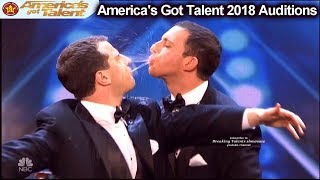 Human Fountains Spitting to Each Other FUNNY America's Got Talent 2018 Auditions S13E01