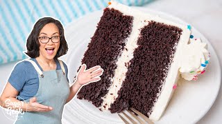 Moist Eggless Chocolate Cake With Eggless Ermine Frosting!