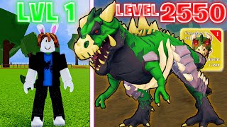 Going From Level 1 NOOB To MAX LEVEL Using Only T-REX IN BLOX FRUIT Roblox