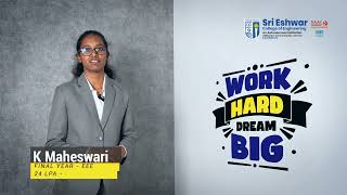 Proud Eshwarite | Placement | Maheswari K, Department of EEE | SECE | Coimbatore