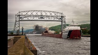 Arthur M Anderson kicks it in "overdrive" as she passes under Duluth's Aerial lift Bridge.