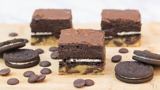 An Indecent Brownie: Vanilla Cookie With Chocolate Chips + Oreo + Brownie | Sandra Dias Recipe