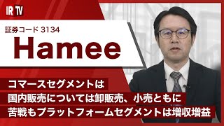 【IRTV 3134】Hamee/2023年4月期 第2四半期決算