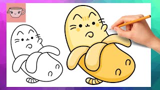 How To Draw Pusheen Cat - Banana | Cute Easy Drawing Tutorial