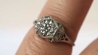 Circa 1920 Art Deco Platinum GIA 1.00ct Old European Brilliant Diamond Engagement Ring - VEG#2079