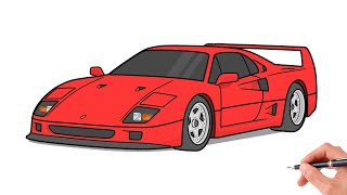 How to draw a FERRARI F40 / drawing Ferrari f40 1987 sports car