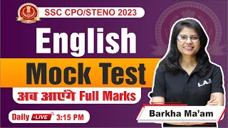 SSC CPO/Steno 2023 | English Mock Test 🔥 | CPO/Steno English By Barkha Ma'am | LAB