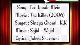 Teri Yaado Mein Song Lyrics (The Killer 2006)