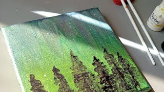 Diy Northern Lights Acrylic Painting 🎨 Easy Canvas Painting Ideas