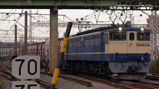 【EF65国鉄色牽引5086レ】JR貨物 EF65 2097号機+コキ20B 新A26仕業[5086レ] 札幌タ行 花月園前踏切通過！