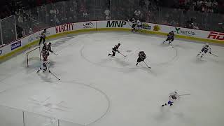 Kristians Rubins of the Belleville Senators scores vs. the Laval Rocket 10/14/22