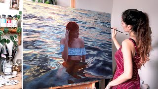 It took me 2 years to finish this artwork | Oil Painting Time Lapse | Realistic Water Portrait