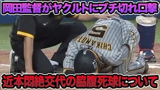 【岡田監督がヤクルトにブチ切れ口撃】近本光司が右脇腹死球で全阪神ファン怒り心頭.. ヤクルト制圧も流石にヤバ過ぎる件について【阪神タイガース】