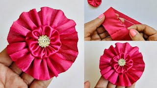 Very Beautiful Fabric Flower Making for Dresses | How to Make a Cloth Flower | Kapde ka Phool