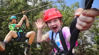 50 FOOT FREE FALL!!  Jungle Park in Hawaii with ADLEY & Family! Ultimate Obstacle Course and Zipline