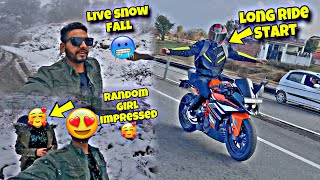 Live snow fall in patnitop 🥶| random girl impressed ho gyi 😍| long ride start 🚀