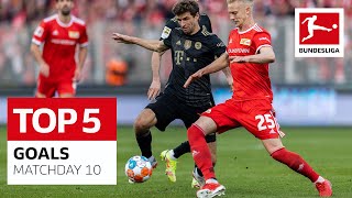 Top 5 Goals • Lewandowski, Müller \u0026 More | Matchday 10 - 2021/22