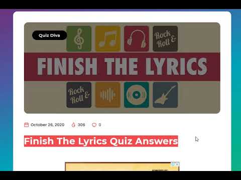 Finish The Lyrics Quiz Answers 100% | Quiz Diva | QuizHelp - YouTube