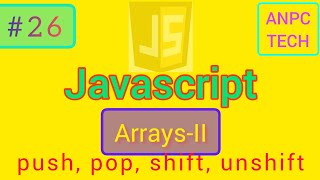 Array Methods Part 2: Push, Pop, Shift, and Unshift in JavaScript | JavaScript Course in Bengali