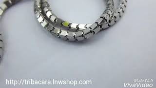 C02 สร้อยคอ สแตนเลส ขนาด 3 มม. ยาว 26 นิ้ว ลายสี่เหลี่ยม สวยเทห์ Stainless steel chain necklace