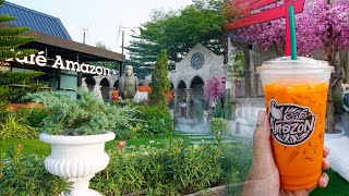 Thai Milk Tea At Most Beautiful Cafe Amazon in Thailand | Just Drink Cafe Amazon - Thai Milk Tea