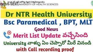 AP Dr NTR University Bsc Paramedical, BPT Counselling 2024 merit list Update | AP Eamcet Bipc 2024