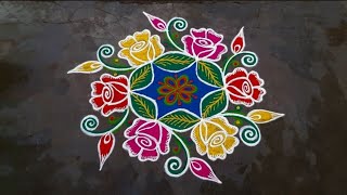 Margazhi special rangoli (5-3)/New year rangoli/Sankranti rangoli/Rose rangoli