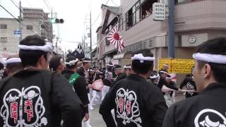 2015岸和田だんじり祭り旧市地区、第一回目試験曳き　中之濱町②小門貝源・やりまわし（平成27年9月6日）