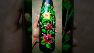 കുപ്പിയിൽ വിരിഞ്ഞ ചെമ്പരത്തിപ്പൂവ് 🎨🎨🥰🥰hibiscus bottle painting 🎨🎨🥰🥰🥰😍😍