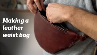 Making a handmade leather fanny  bag /DIY/ASMR/ #asmr #leathergoods #handmade #waistbag