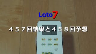 【ロト７】４５７回結果と４５８回予想♪