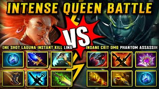 INTENSE QUEEN BATTLE | ONE SHOT LAGUNA KILL MID LINA VS. INSANE CRIT DAMAGE PHANTOM ASSASSIN DOTA 2