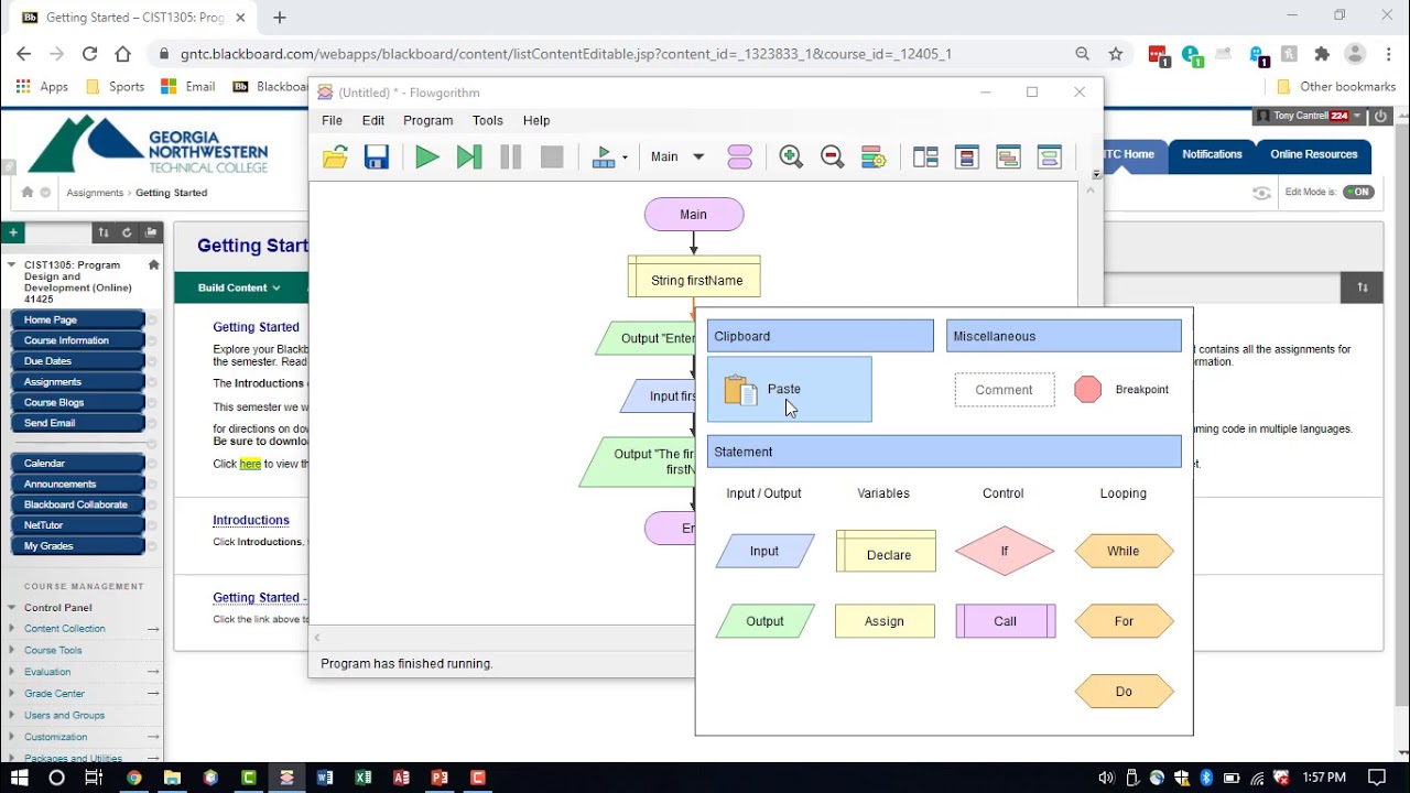 CIST 1305 Flowgorithm Basics - YouTube