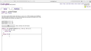Logic 1 greenTicket Java Tutorial || codingbat com