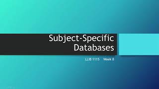 Subject-Specific Databases