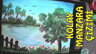 Pastel Boya Ile Yesil Isikli Manzara Resmi Cizimi How To Draw A Scenery Of Green Light Youtube