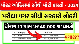 પોસ્ટ ઓફિસમાં સૌથી મોટી સરકારી નોકરી | India Post Office Recruitment 2024 | Post Office GDS Bharti