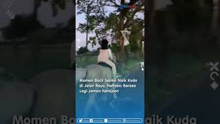 Momen Bocil Santai Naik Kuda di Jalan Raya, Netizen: Berasa Lagi Jaman Kerajaan