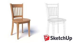 Traditional wooden chair 3D modeling - Sketchup tutorial with download LINK