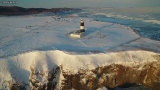 マルチコプター ４K 空撮 北海道 能取岬 冬 Aerial movie above Cape Notoro Okhotsk Hokkaido, Japan