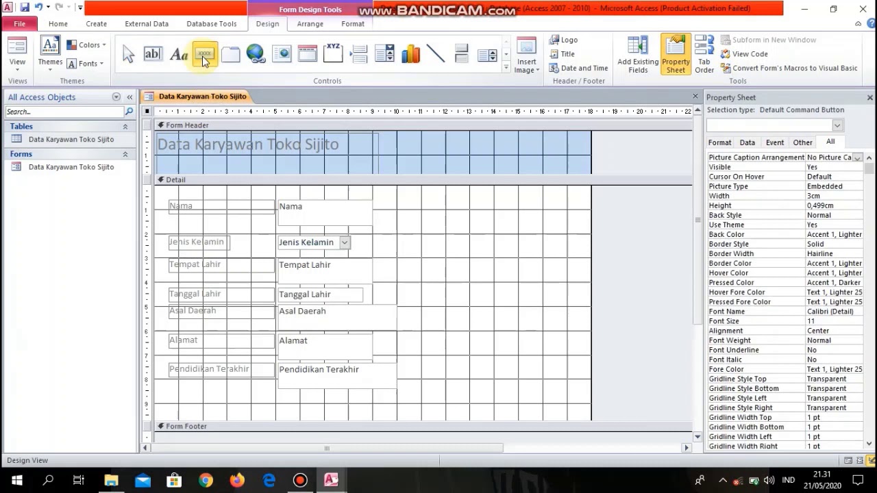 Tutorial Membuat Database Tabel Menggunakan Microsoft Access 2010 - YouTube