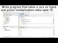 Write a Java program that takes a number as input and prints its multiplication table upto 10 | Java